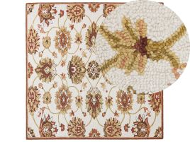 Wool Area Rug 200x200cm Beige and Brown