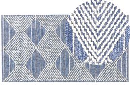Wool Area Rug 80x150cm Light Beige and Blue