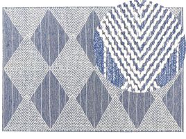 Wool Area Rug 160x230cm Light Beige and Blue