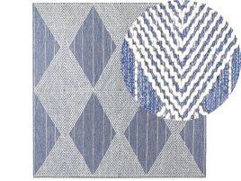 Wool Area Rug 200x200cm Light Beige and Blue