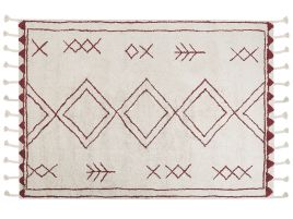 Cotton Area Rug 160x230cm White and Red