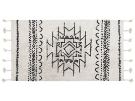 Cotton Area Rug 80x150cm Black and White