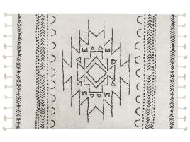 Cotton Area Rug 140x200cm Black and White