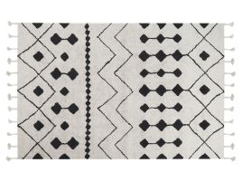 Cotton Area Rug 140x200cm Black and White