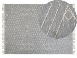 Cotton Area Rug 140x200cm Grey and White