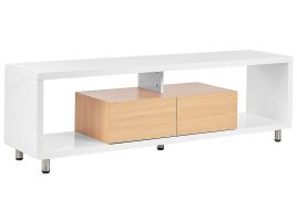 TV Stand White and Light Wood KNOX