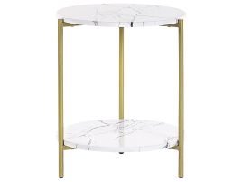 Marble Effect Side Table White with Gold REVA