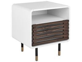 1 Door Bedside Table - White and Dark Wood