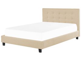 Fabric EU Super King Size Bed Beige LA ROCHELLE