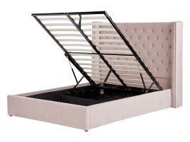 Velvet EU Double Size Ottoman Bed Pink LUBBON