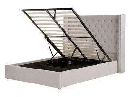 Velvet EU Double Size Ottoman Bed Light Grey LUBBON