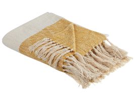 Blanket 130 x 170 cm Beige and Orange SALME