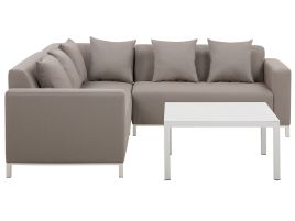 Right Hand 5 Seater Modular Garden Corner Sofa Set Beige BELIZE