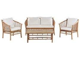 4 Seater Bamboo Wood Garden Sofa Set White MAGGIORE