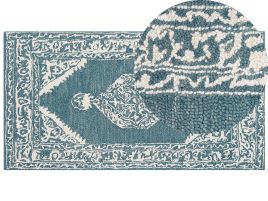 Wool Area Rug 80x150cm White and Blue