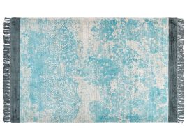 Viscose Area Rug 140x200cm Blue and Beige