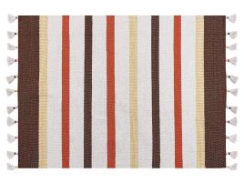 Cotton Area Rug 140x200cm Brown and Beige
