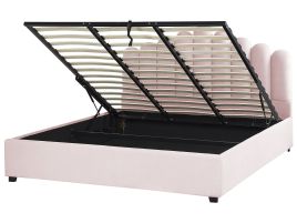 Velvet EU Super King Size Ottoman Bed Pink VINCENNES