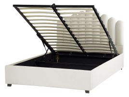 Velvet EU Double Size Ottoman Bed Off White VINCENNES