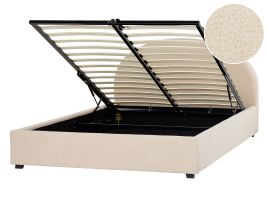 Boucle EU Double Size Ottoman Bed Beige VAUCLUSE
