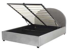 Velvet EU King Size Ottoman Bed Grey VAUCLUSE
