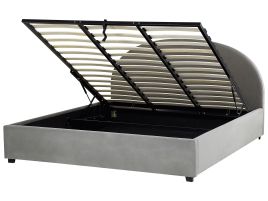 Velvet EU Super King Size Ottoman Bed Grey VAUCLUSE