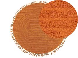 Round Cotton Area Rug 140cm Orange
