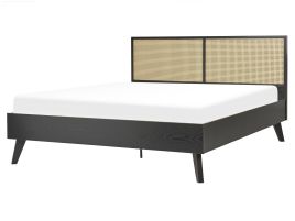 Rattan EU King Size Bed Black MONPAZIER