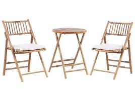 Bamboo Bistro Set Light Wood and Off-White SAVALLETRI