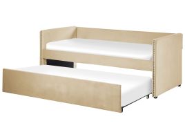 Velvet EU Single Trundle Bed Beige TROYES