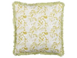 Cotton Cushion Flower Pattern 45x45cm Green and White