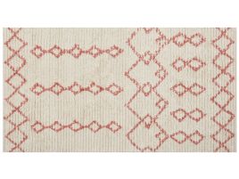 Cotton Area Rug 80x150cm Beige and Pink