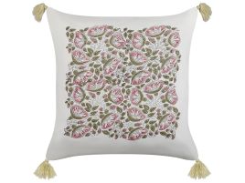 Cotton Cushion Floral Pattern with Tassels 45x45cm Multicolour