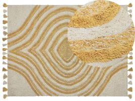 Cotton Area Rug 160x230cm Beige and Yellow