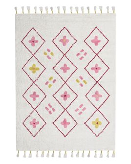 Cotton Kids Area Rug 160x230cm White and Pink