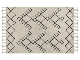 Cotton Area Rug 140x200cm Beige and Black
