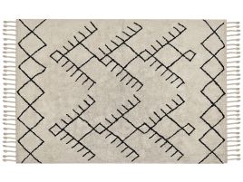 Cotton Area Rug 160x230cm Beige and Black
