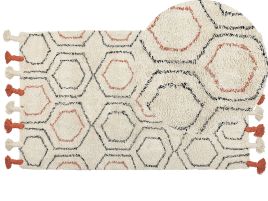 Cotton Area Rug 80x150cm Beige and Orange