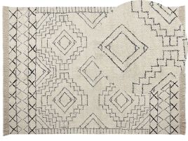 Cotton Area Rug 160x230cm Beige and Black