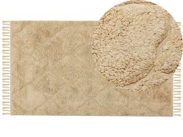 Cotton Area Rug 80x150cm Beige