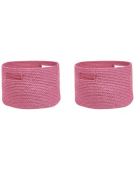 Set of 2 Cotton Baskets Pink