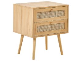 Bedside Table - BARNET 2 Drawer Nightstand Light Wood and Gold 48cm