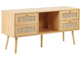 Rattan TV Stand Light Wood PEROTE