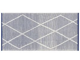 Cotton Area Rug 80x150cm White and Blue
