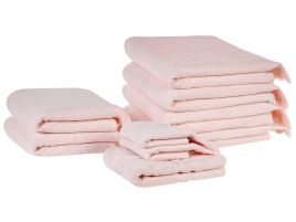 Set of 9 Cotton Terry Towels Pink ATIU
