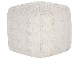 Cotton Pouffe 40 x 40 cm White WARANGAL