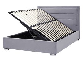 Velvet EU Double Size Ottoman Bed Dark Grey ROUEN