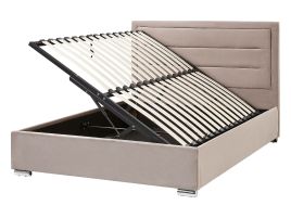 Velvet EU Double Size Ottoman Bed Taupe ROUEN