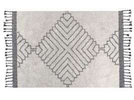 Cotton Area Rug 140x200cm White and Black
