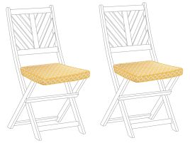 Set of 2 Outdoor Seat Pad Cushions Geometric Pattern Yellow TERNI